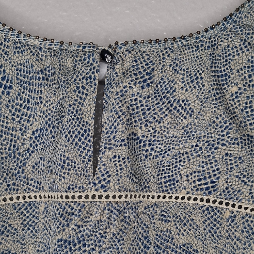Maison Scotch Mini Dress Dainty Print Short Sleeve Smocked Waist Blouson S/M - Picture 11 of 16